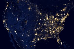Map USA from space at night